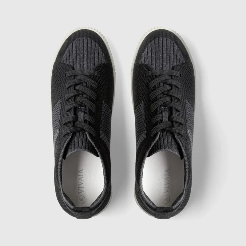 VIVAIA Knit Sneakers Lightweight Casual Shoes Black White Sole‎ Size 9 EUR 40